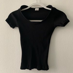 Wilfred Aritzia black ribbed shirt size XS